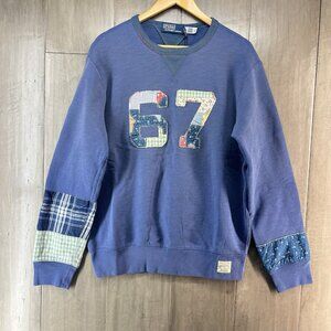 Polo Ralph Lauren 67 Country Patchwork Quilt Crewneck Sweater Blue Men's Medium